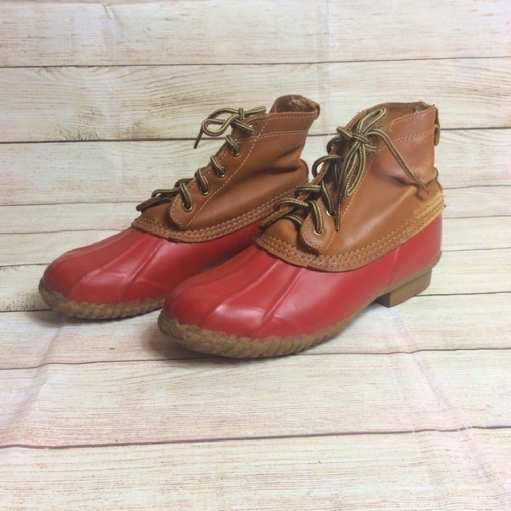 Vintage Eddie Bauer red leather duck boots. Size 7. Rain Winter boots.